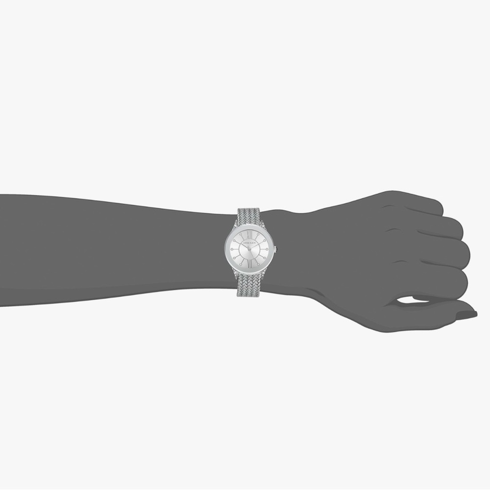 New Sterling Silver Premium Crystal Mesh Bracelet Watch Women’s Anne Klein - Picture 5 of 7